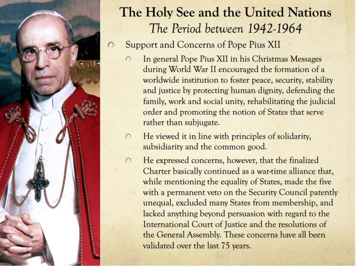 smuk pessimist jeg fandt det Archbishop Caccia Addresses "The United Nations at 75: Catholic  Perspectives"